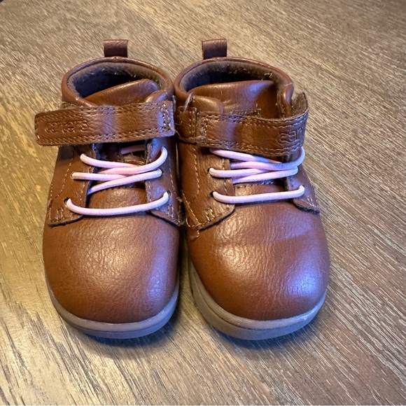 Carters Brown Leather First Walker Shoe size 3 - Picture 2 of 9